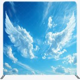 Aperturee - Aperturee Angel Wings in the Sky Square Tension Backdrop Blue Sky and White Clouds Memorial or Baptism Photography Prop
